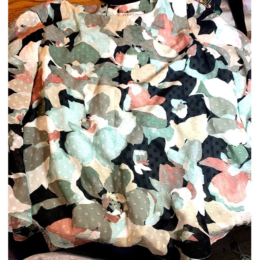 Kasper Blouse 3/4 Bell Sleeve Printed Clip Dot Blouse Nordstrom Women's M/L - Picture 7 of 7
